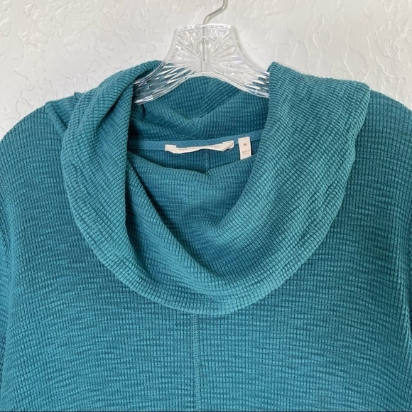 Soft Surroundings Tati Waffle Knit Cowl Neck Tunic Top Green Size M - Picture 3 of 8